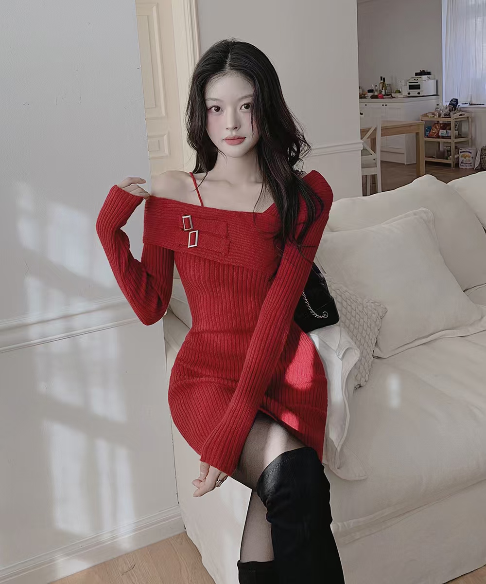 Package hip sling niche Korean style retro dress