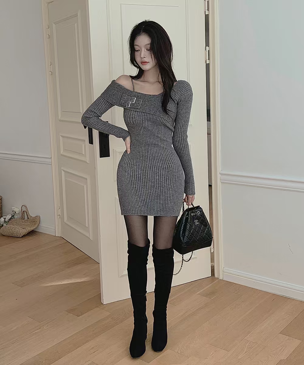 Package hip sling niche Korean style retro dress