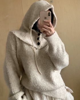 Removable slim lazy sweater hooded Korean style cloak