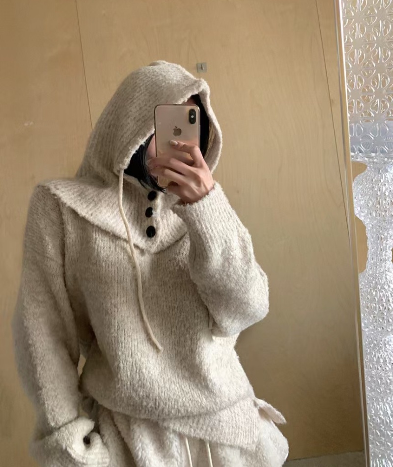 Removable slim lazy sweater hooded Korean style cloak