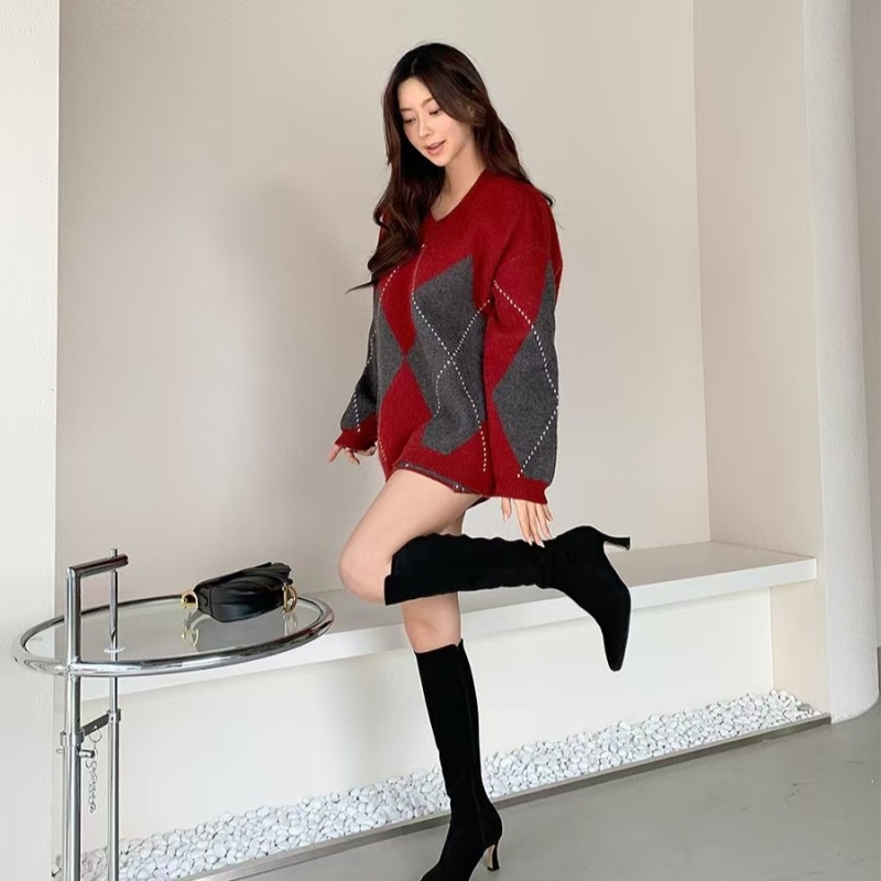 Lazy sweater fashion short skirt 2pcs set