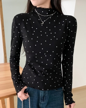 High collar tops slim bottoming shirt for women