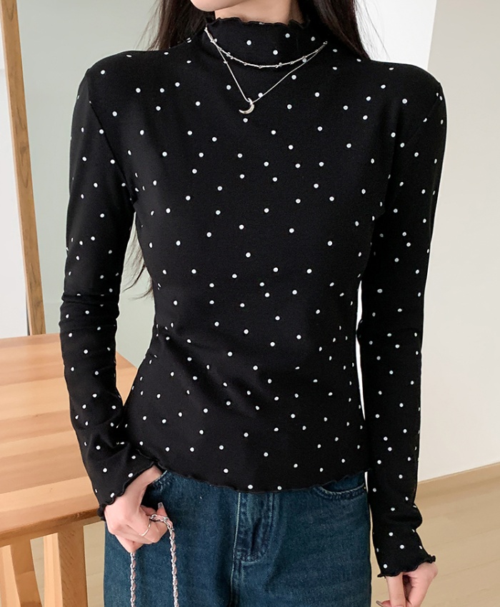 High collar tops slim bottoming shirt for women