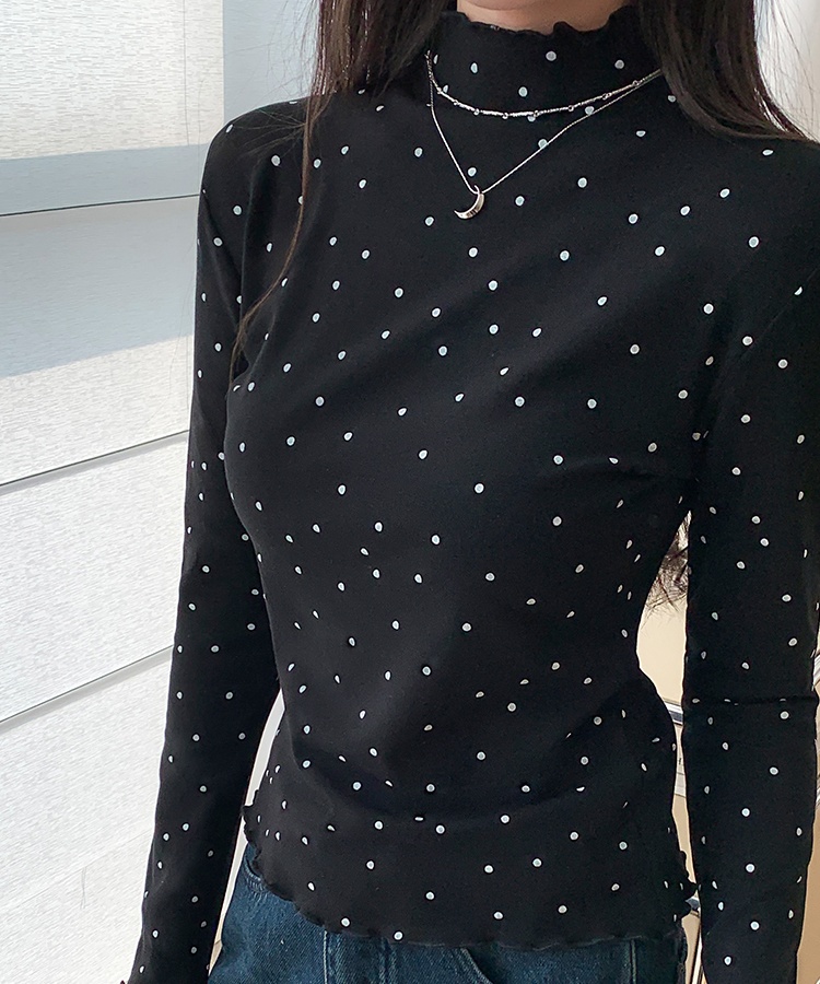 High collar tops slim bottoming shirt for women