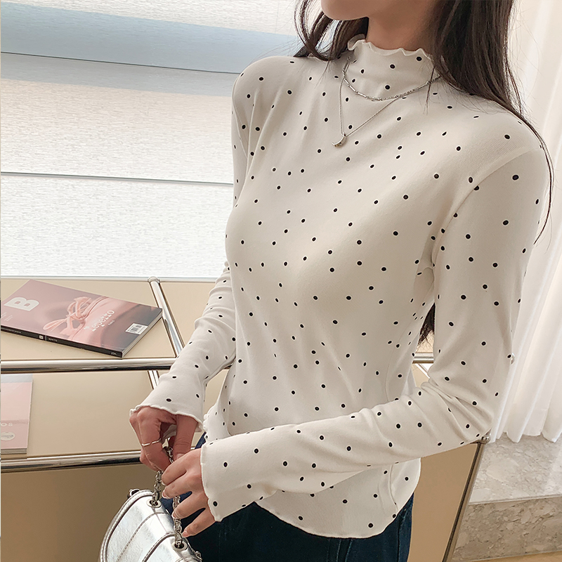 High collar tops slim bottoming shirt for women