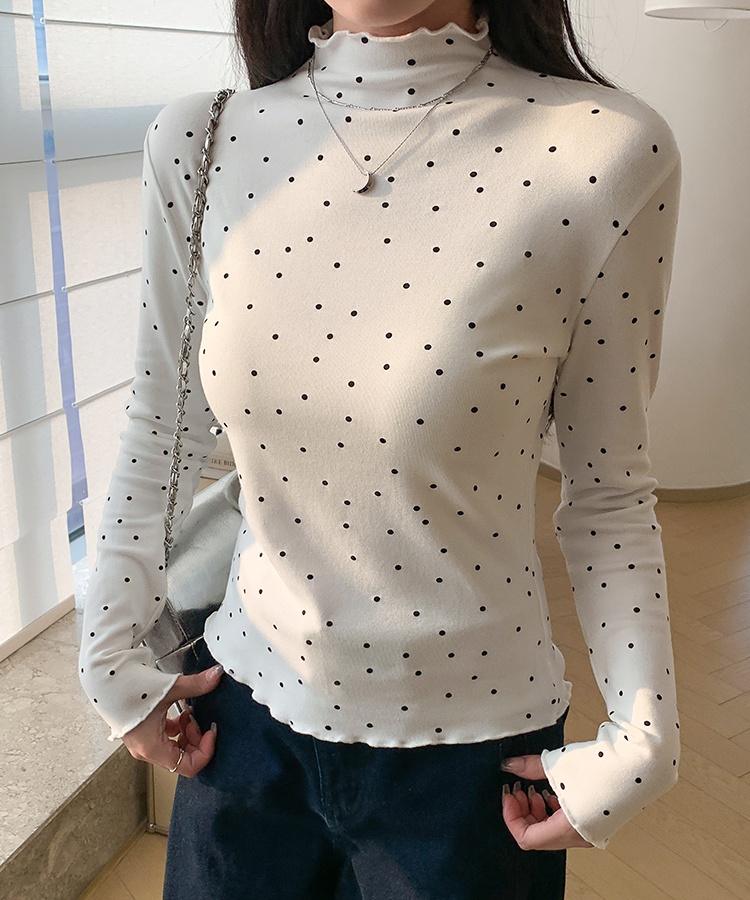 High collar tops slim bottoming shirt for women