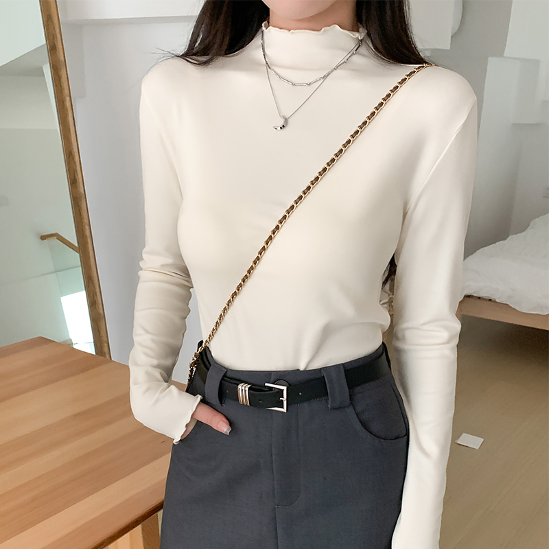 Slim bottoming shirt high collar tops for women