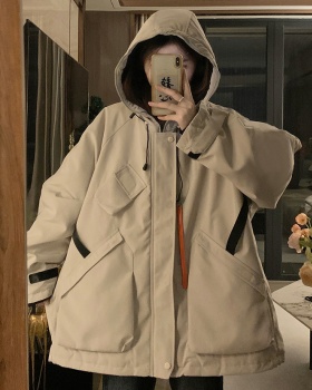 Hooded technical jacket cotton coat for women