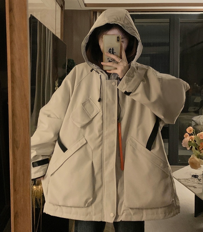 Hooded technical jacket cotton coat for women