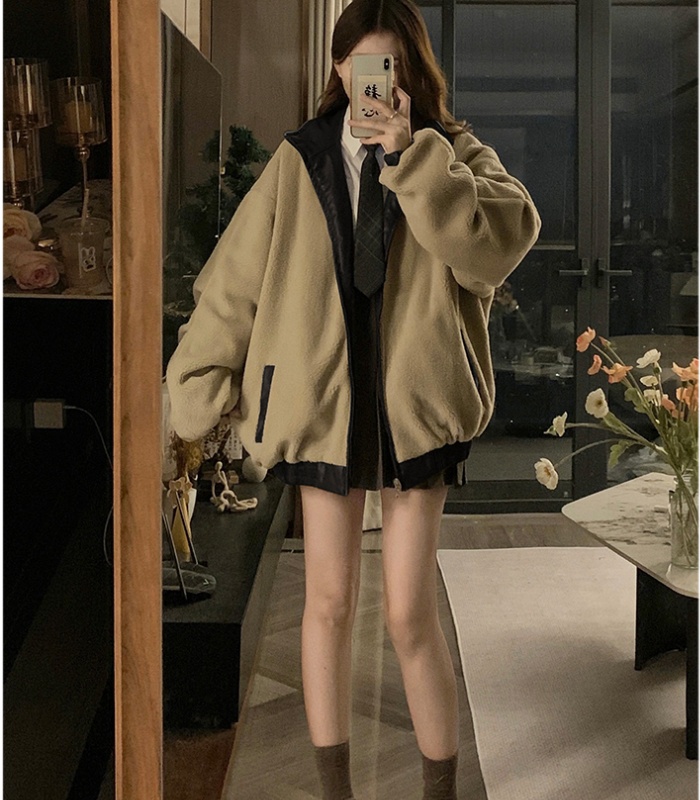 Wear American style coat thick leather coat for women