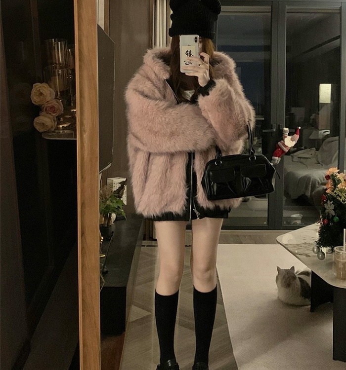 Loose cat thick coat wear ear cotton coat for women