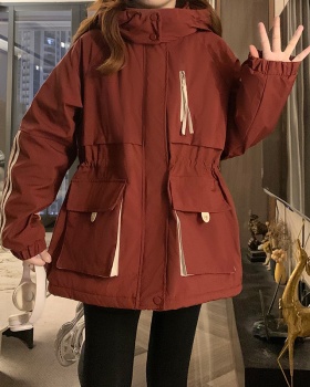 Hooded thick cotton coat long winter coat for women