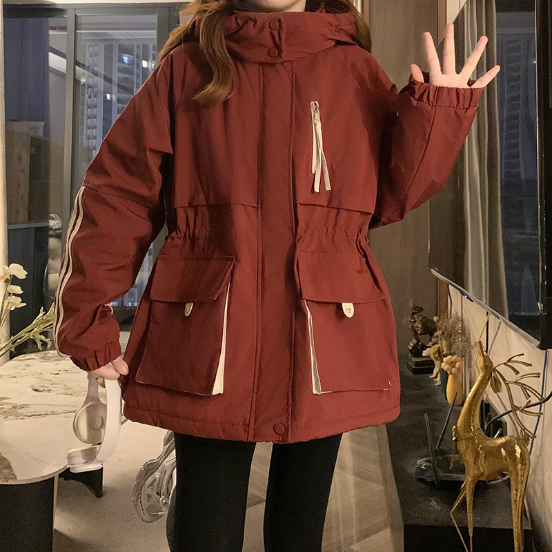 Hooded thick cotton coat long winter coat for women