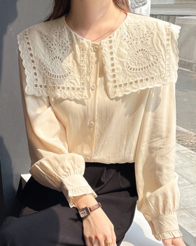 Hollow square collar Korean style shirt for women