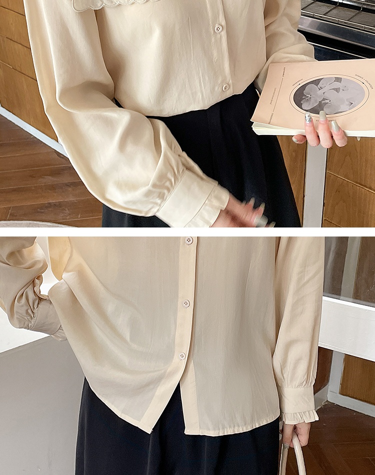 Hollow square collar Korean style shirt for women