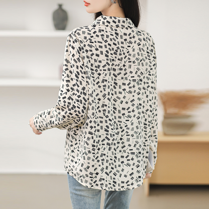 Long sleeve retro shirt light luxury printing tops