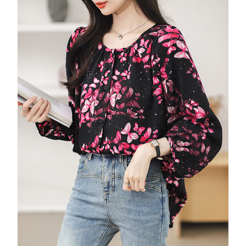 Cover belly retro shirt long sleeve small shirt