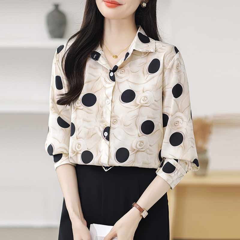 Printing light luxury Casual shirt retro fashion tops