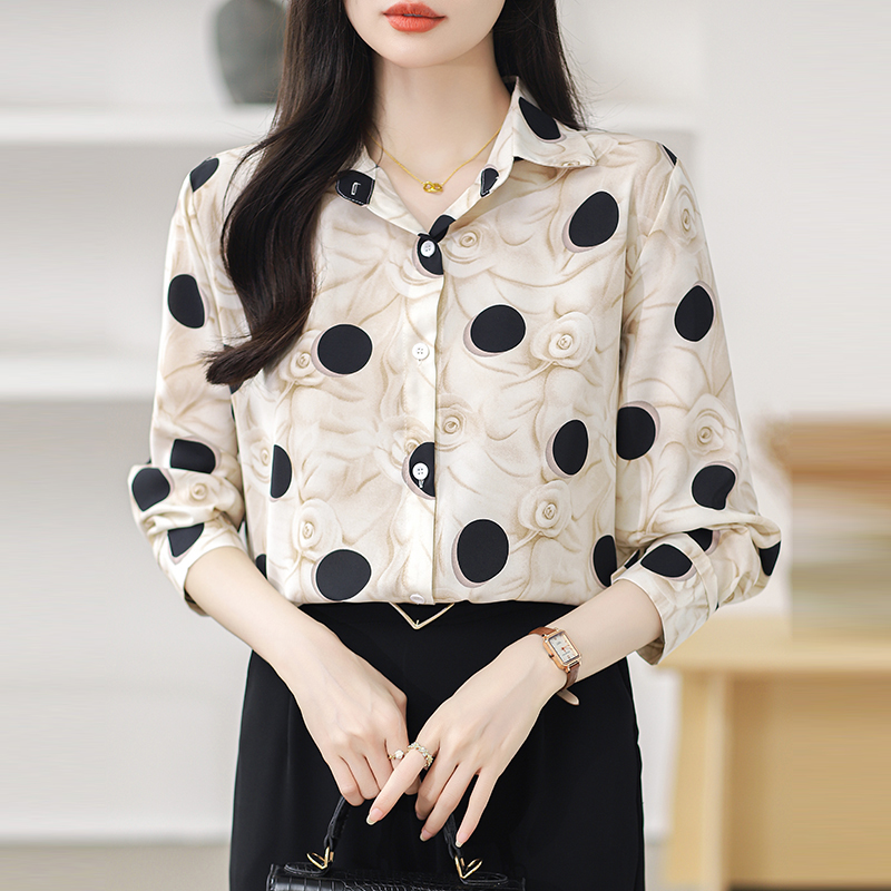 Printing light luxury Casual shirt retro fashion tops