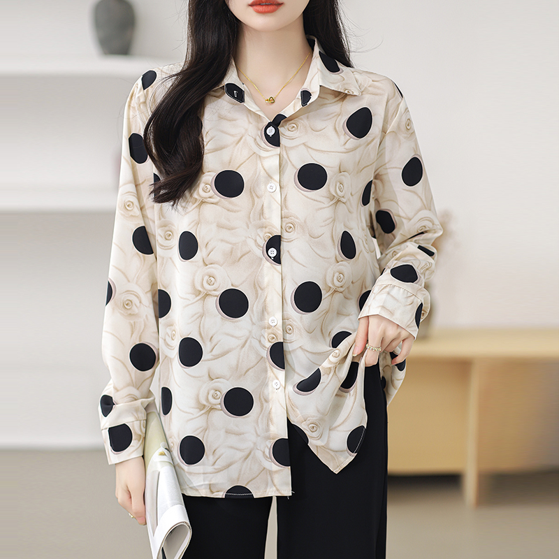 Printing light luxury Casual shirt retro fashion tops