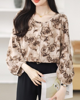 Retro large yard shirt loose chiffon shirt