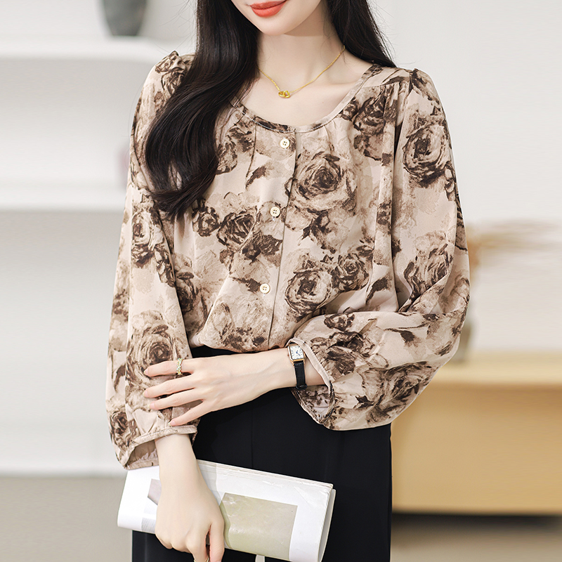 Retro large yard shirt loose chiffon shirt