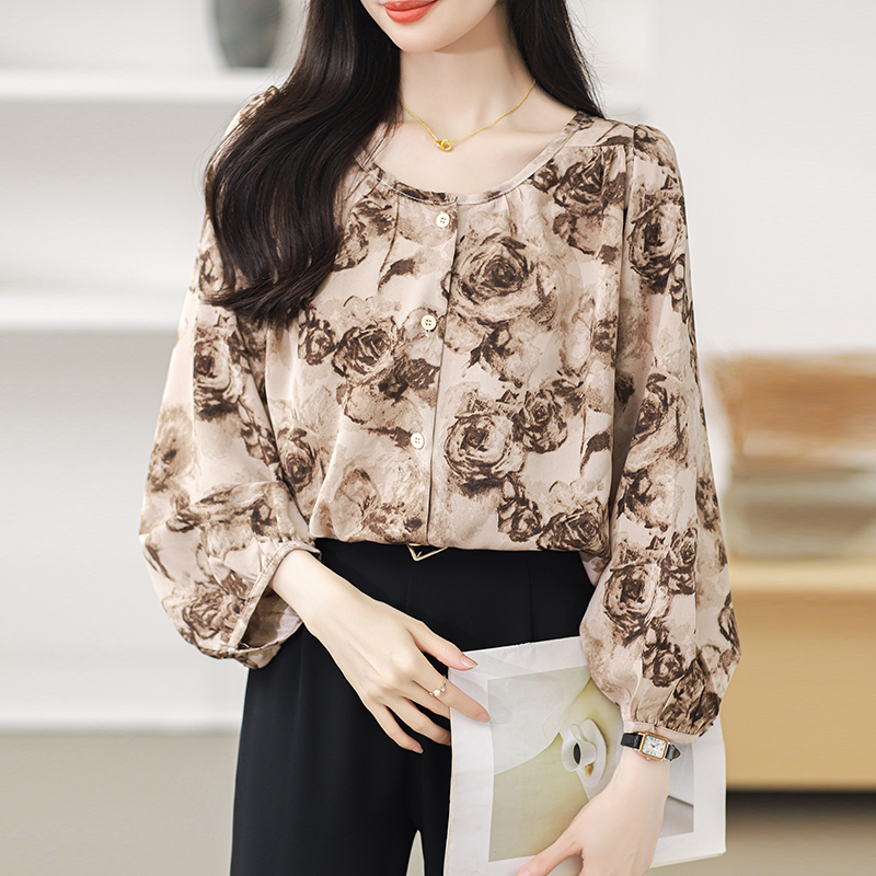 Retro large yard shirt loose chiffon shirt