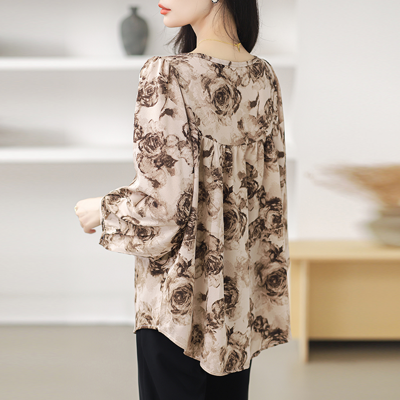 Retro large yard shirt loose chiffon shirt