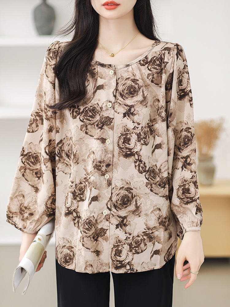 Retro large yard shirt loose chiffon shirt