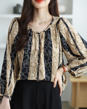 Korean style chiffon round neck all-match shirt for women