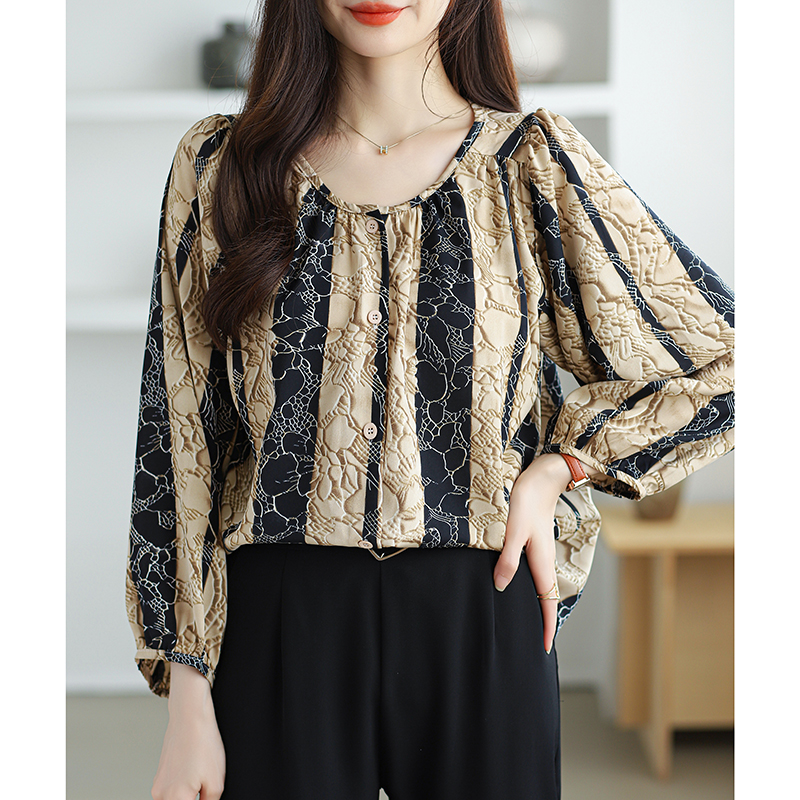 Korean style chiffon round neck all-match shirt for women