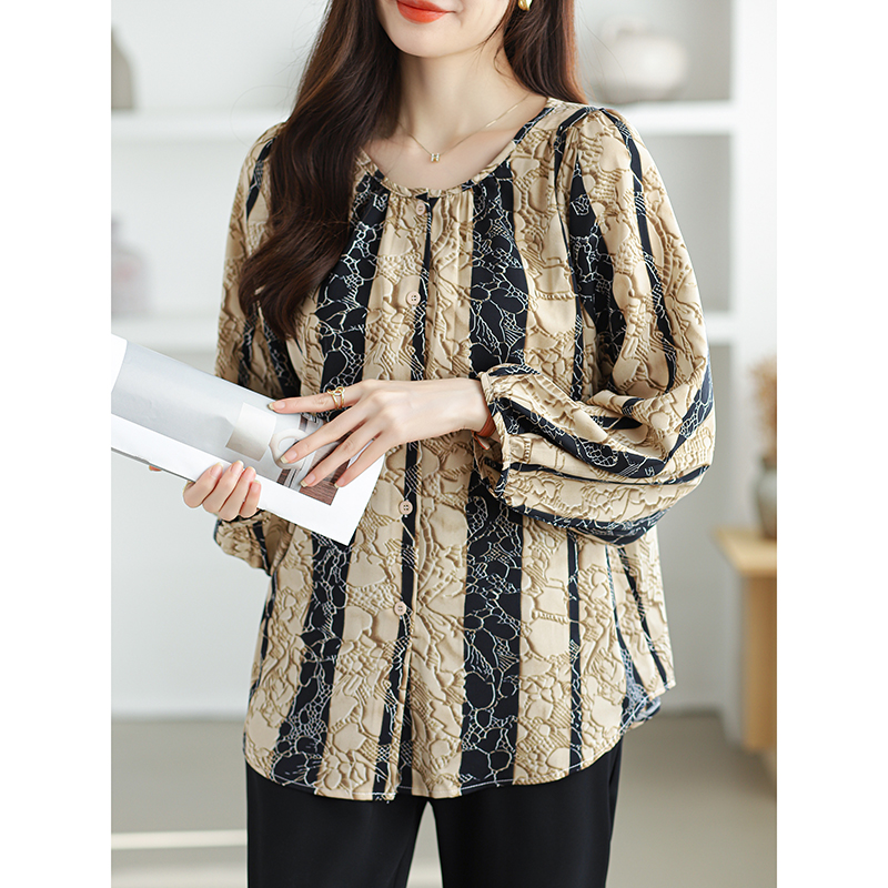 Korean style chiffon round neck all-match shirt for women