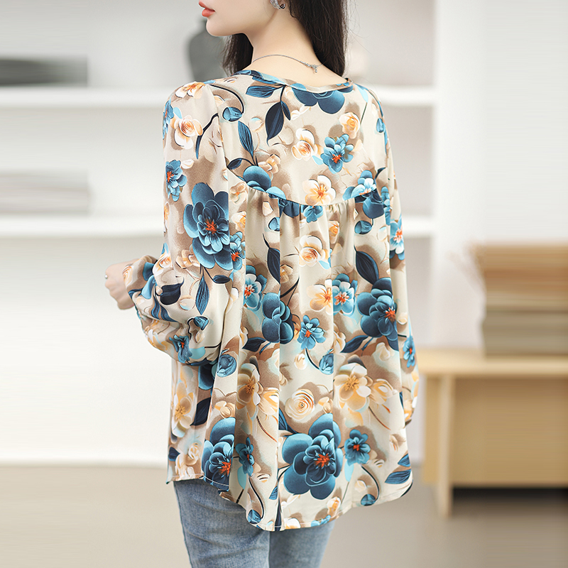 Slim fat large yard tops loose spring chiffon shirt for women