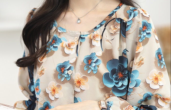 Slim fat large yard tops loose spring chiffon shirt for women