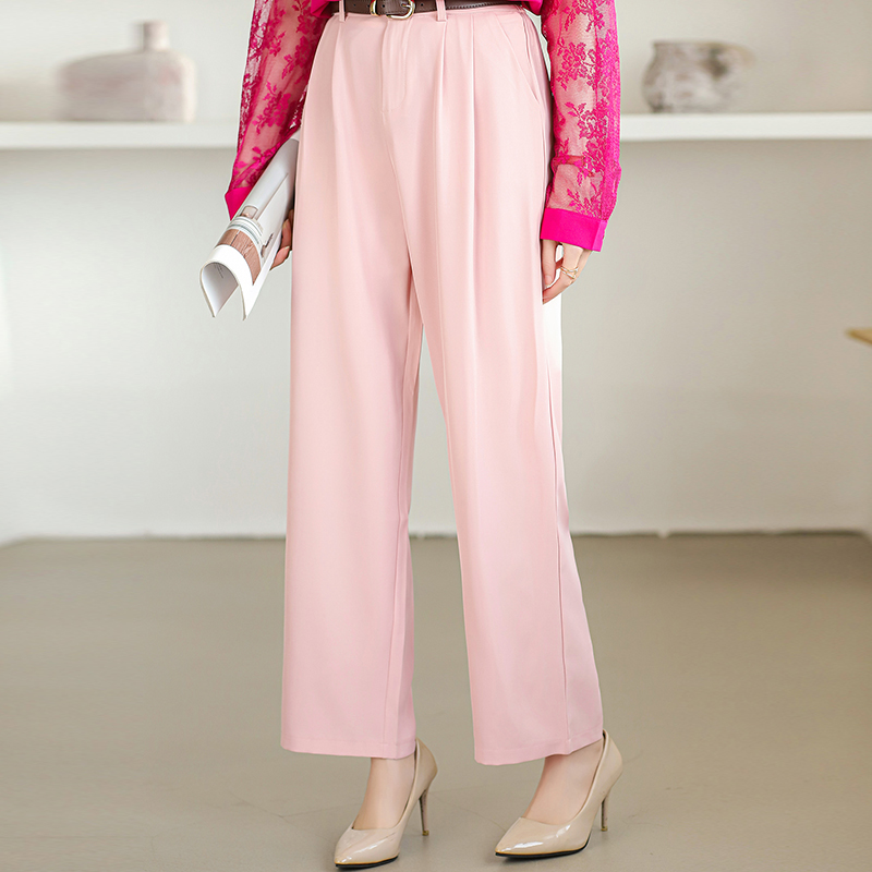 Slim suit pants ice silk wide leg pants for women