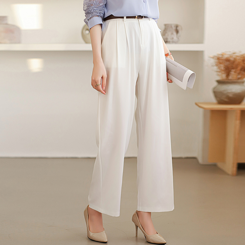 Slim suit pants ice silk wide leg pants for women