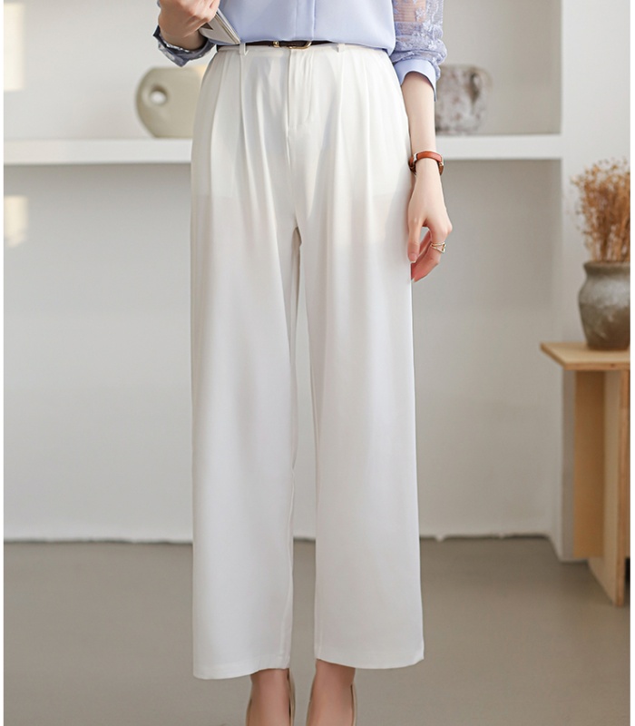 Slim suit pants ice silk wide leg pants for women