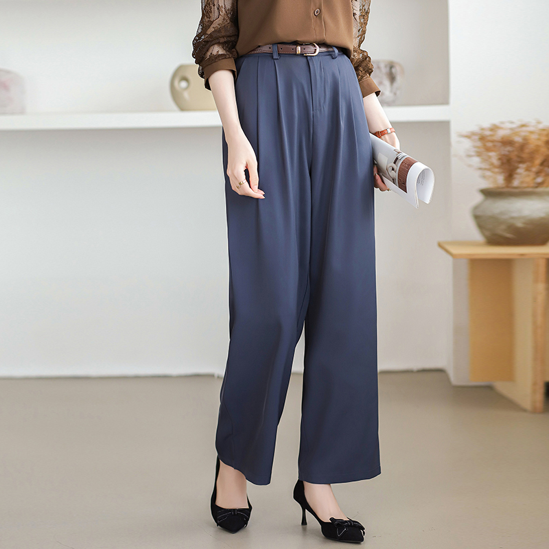 Slim suit pants ice silk wide leg pants for women