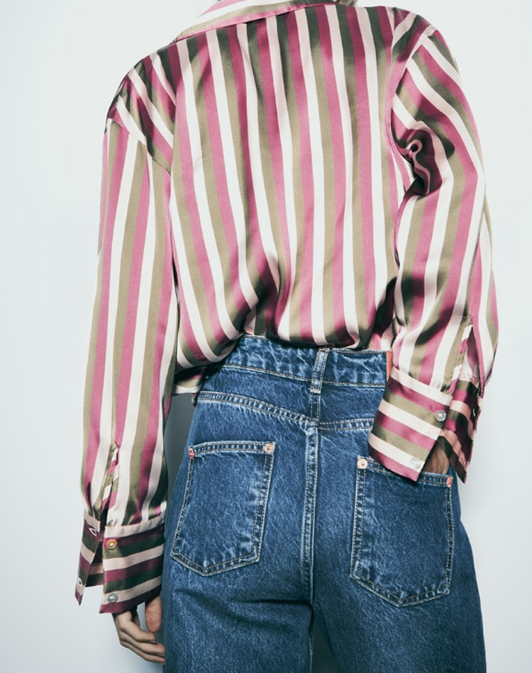 Long sleeve stripe simple shirt for women