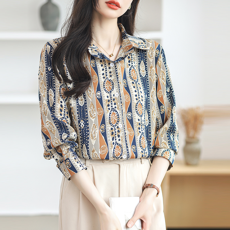 Retro long sleeve spring and summer shirt for women