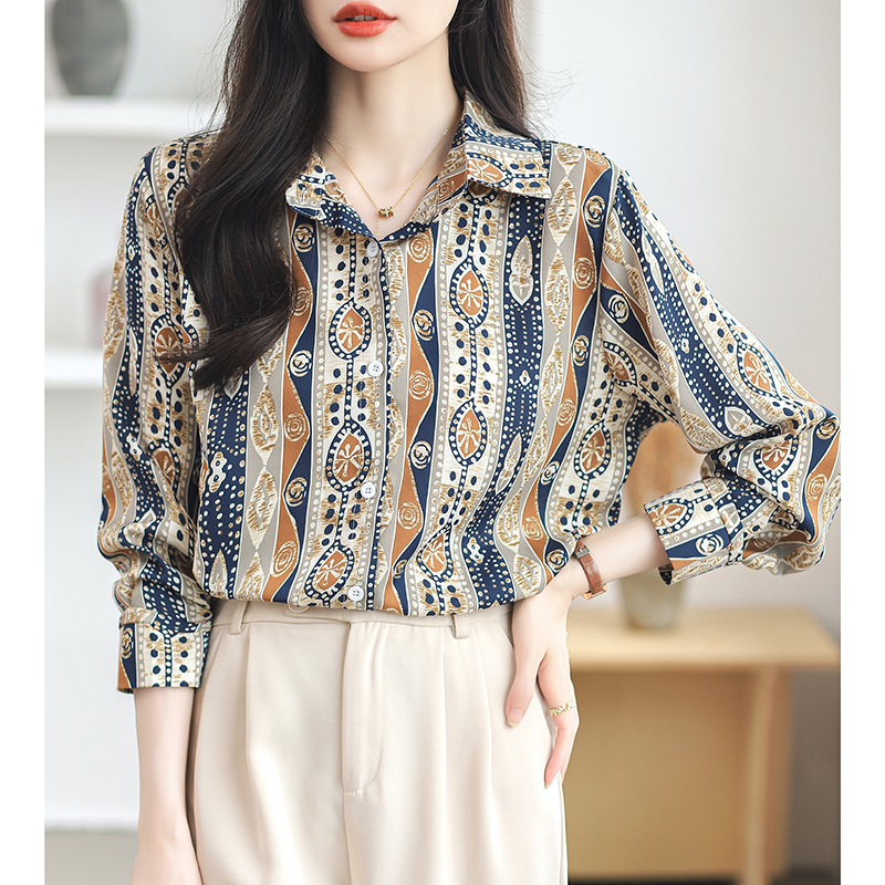 Retro long sleeve spring and summer shirt for women