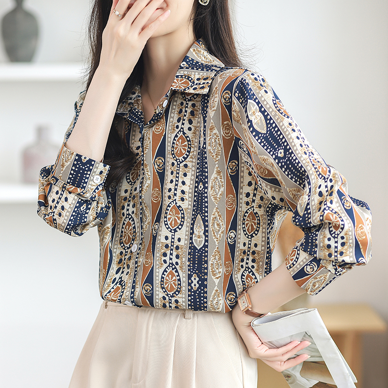 Retro long sleeve spring and summer shirt for women