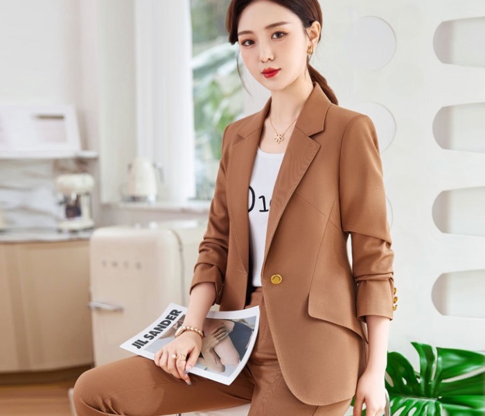 Khaki spring fashion business suit a set for women