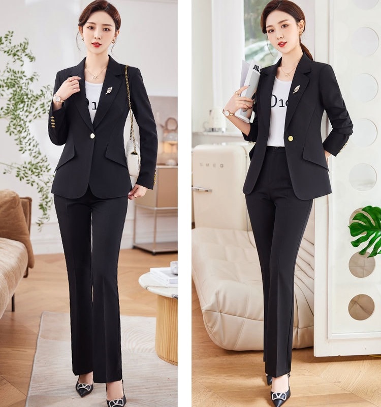 Khaki spring fashion business suit 2pcs set for women