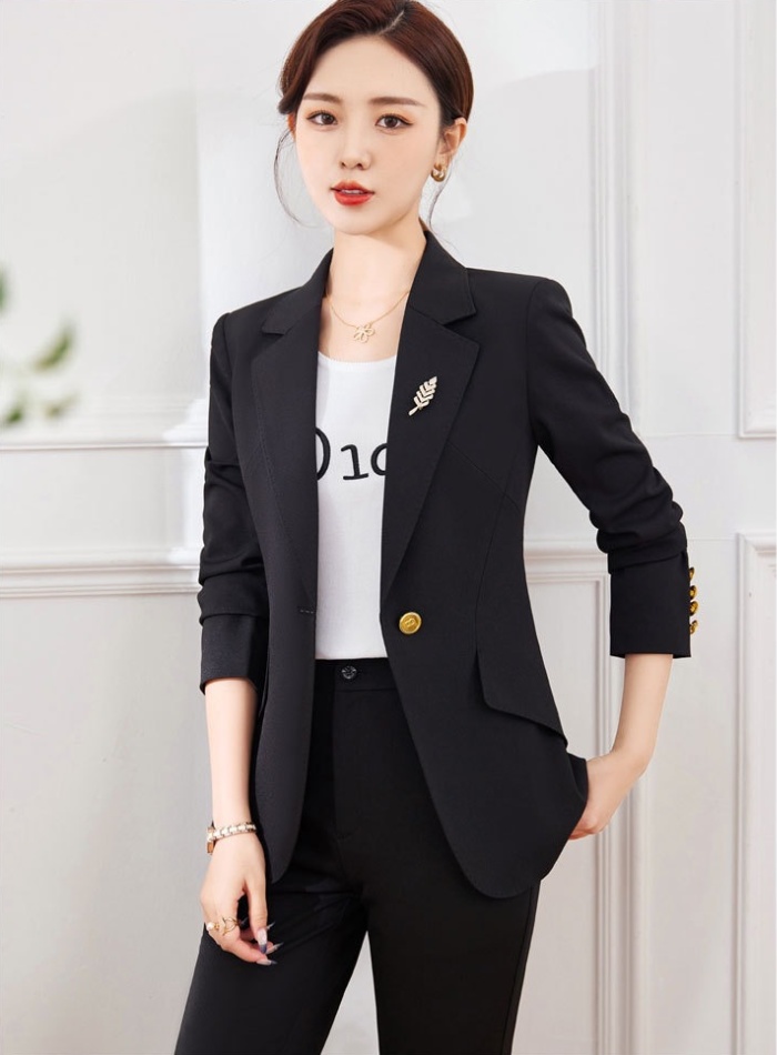 Khaki spring fashion business suit 2pcs set for women