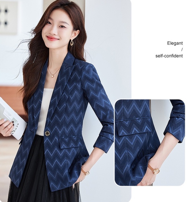 Blue Korean style slim coat Casual printing tops