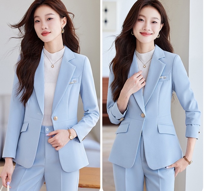 Spring and autumn suit pants winter coat a set for women