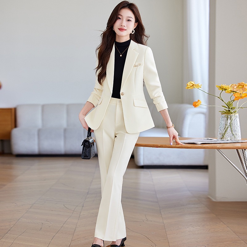 Spring and autumn suit pants winter coat a set for women