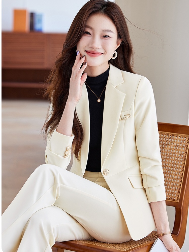 Spring and autumn suit pants winter coat a set for women