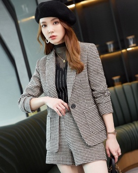 Casual shorts plaid business suit 2pcs set for women